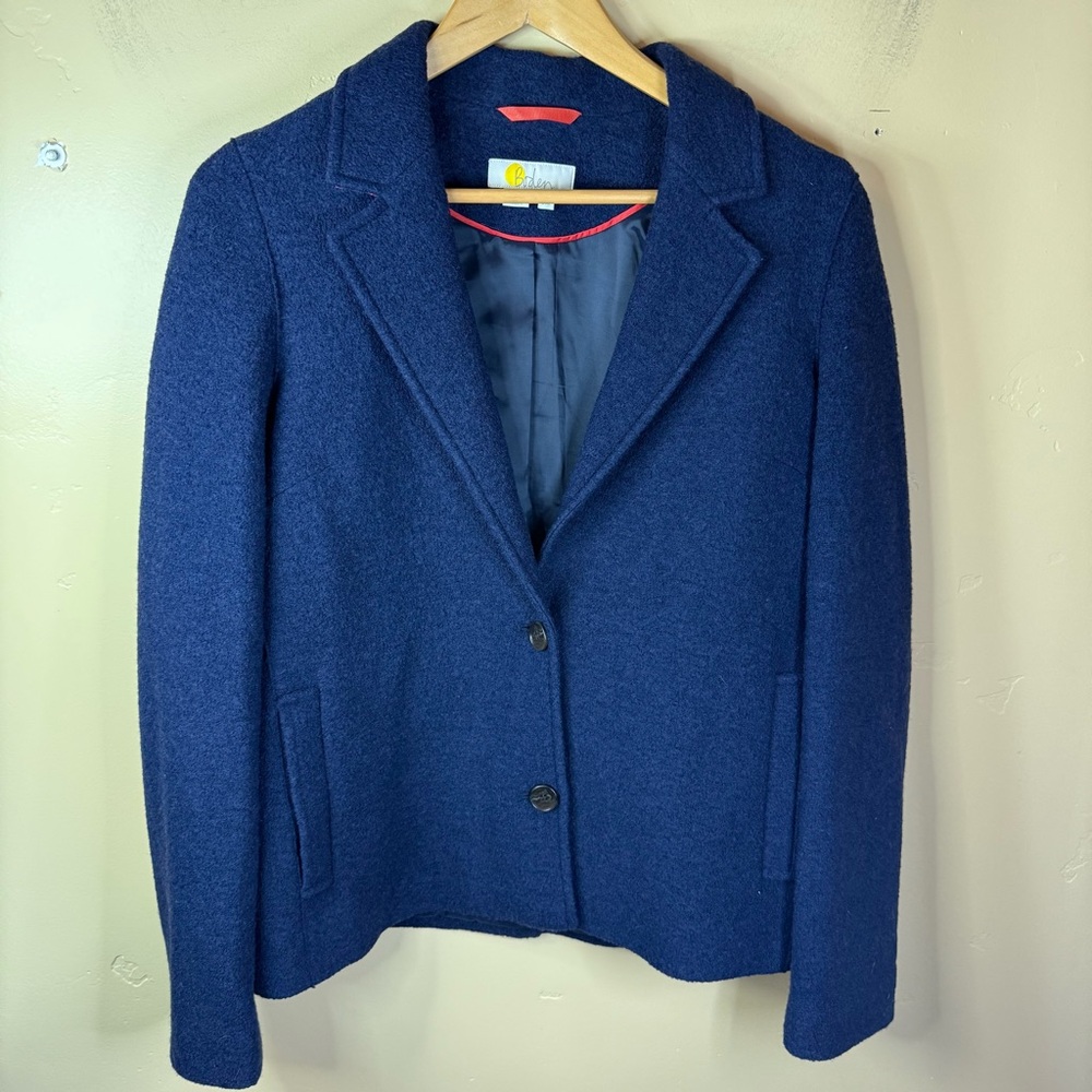 Boden Womens Wool Size US 6 Blue‎ Blazer Preppy Office Career Wear